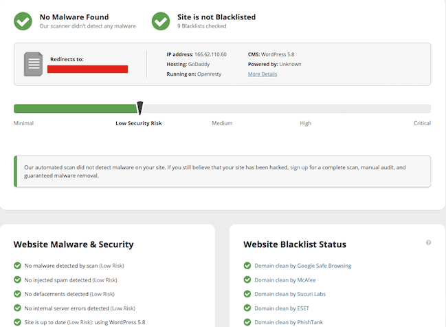 Sucuri scan to find backlinks spam